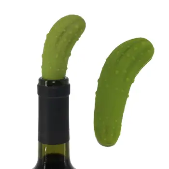 

Soft Reusable Cucumber Shaped Silicone Red Wine Bottle Stopper Plug Cork Leakproof Kitchen Accessory
