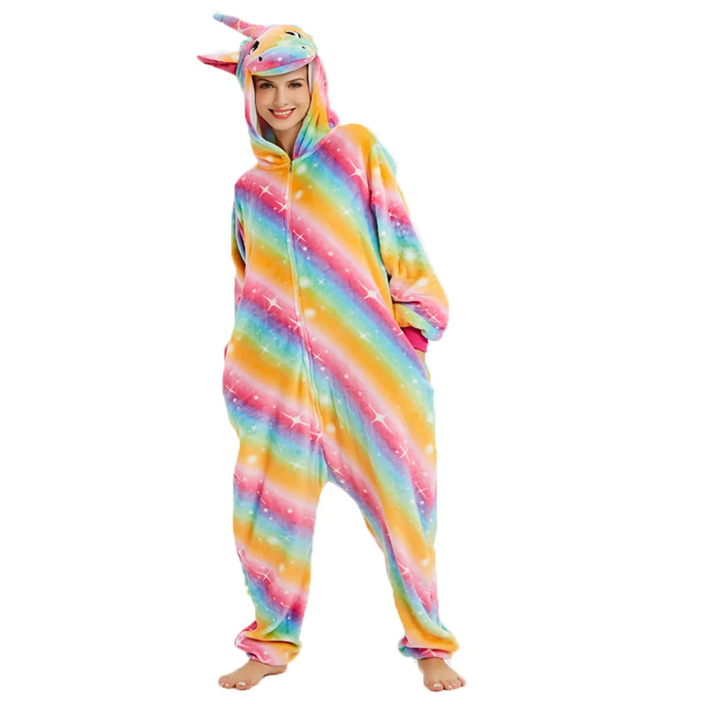 Fox Panda Anime Unicorn Kigurumi Pajamas Family Pajamas Sets One Piece Adult Hooded Jumpsuits Pijamas Unisex Sleepwear