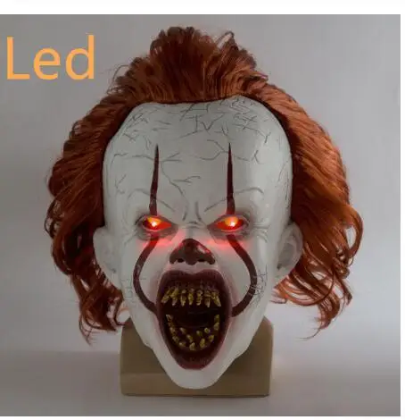 It Chapter два страшного клоуна Pennywise светодиодный свет маска косплей Хэллоуин маски