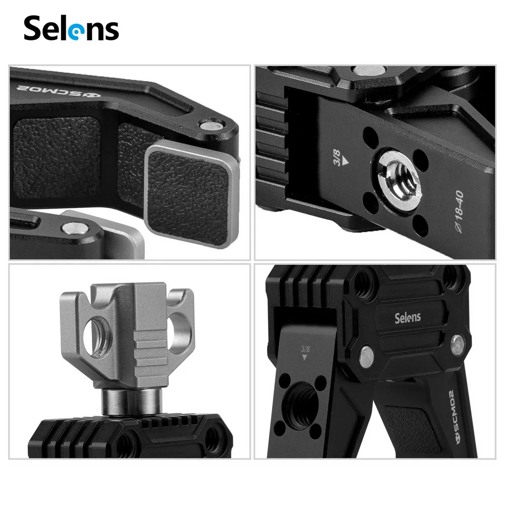 Selens Photography Multifuncional Crab Clamp Cabeça de Câmera Liga de Alumínio tipo c Strong Clip para Suporte de Luz Extension Arm Clip - Image 2