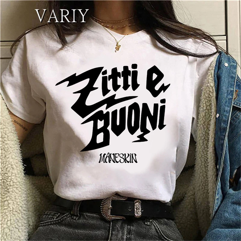 2021 Fashion Maneskin T Shirt Women Casual Hip Hop T-Shirt Female Harajuku Maneskin Merch Graphic Tee Shirt Damiano David Tshirt mens graphic tees