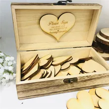 Персонализированная деревянная Свадебная коробка на заказ для невесты, жениха, Свадебная Гостевая книга, коробка с 50 шт сердечками, уникальные вечерние подарки