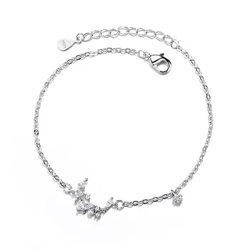 

Light luxury hipster ultra flash jewelry female personality simple wind pearl star moon sterling silver bracelet