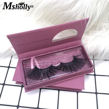 

Msholly Fluffy Eyelashes 25mm 3D Mink Eyelashes Rectangle Package Box Handmade Soft Volume False Lashes maquillaje Lash Vendors