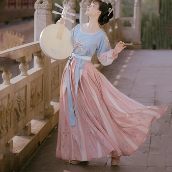 

New Hanfu Set Woman Ancient Costume Hanfu Dress Traditional Chinese Elegant Dresses Elegant Embroidery Tang Suit 3 Pieces DL5379