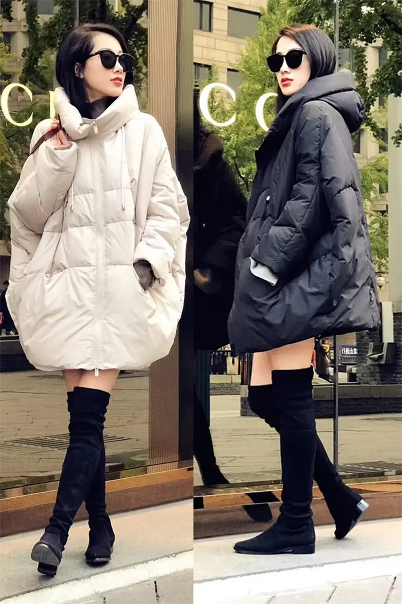 Зимнее пальто кокон в европейском стиле с капюшоном свободная хлопковая куртка