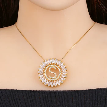 

Dropshipping Initial Letter Pendants Necklace Cubic Zirconia Choker Colar for Ladies Women 's Jewelry