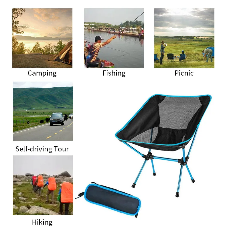 Detachable Portable Folding Moon Chair Outdoor Camping Chairs Beach Fishing Chair Ultralight Travel Hiking Picnic Seat Tools 6