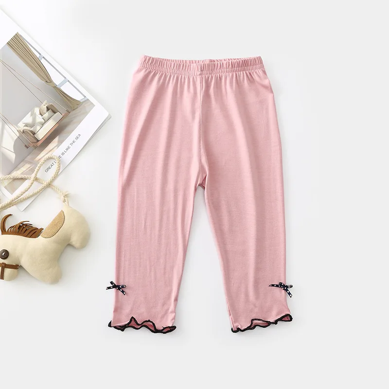 Летние Детские леггинсы из модала Карамельный цвет шорты Five Minutes of для девочек эластичные леггинсы брюки для девочек леггинсы для девочек - Цвет: Pink