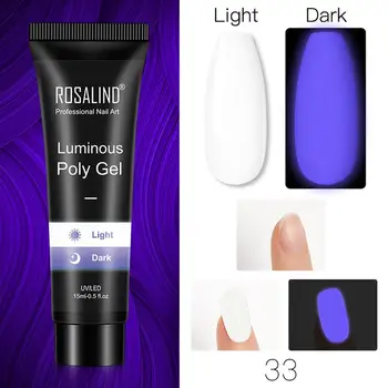 

ROSALIND 15ml Luminous Nail Extension Tips Builder Glue UV Poly Gel Gel Polish Glow in DarkGlitter Nail Art Varnish