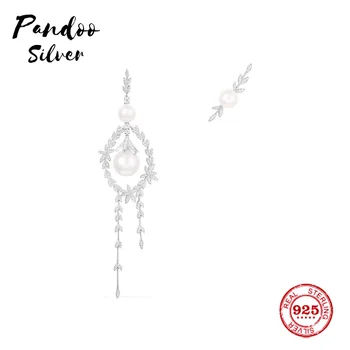 

Fashion Charm Sterling Silver Original 1:1 Copy,Asymmetric Silver 'Eternelles' Bud Earrings With Pearl Jewelry Gift For Female
