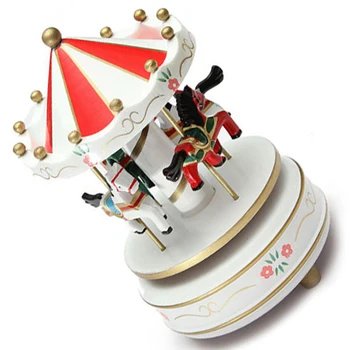 

New Musical carousel horse wooden carousel music box toy child baby White game