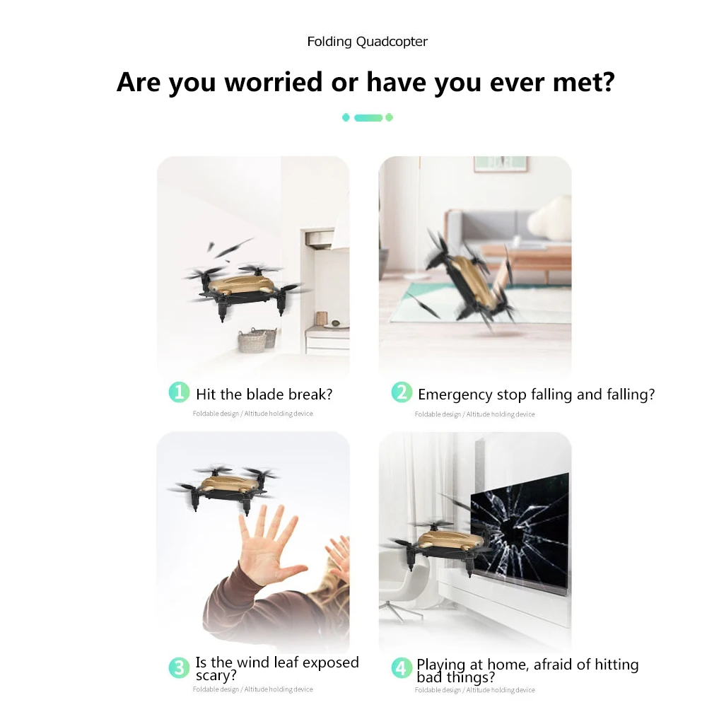 Mini Drone KY301 Wifi Real-Time Aerial Photography Gold/Silver Aircraft Child Toy Birthday Gift Plane USB Charge Pocket Drone