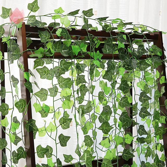 1Pc 230Cm Green Vine Silk Artificial Ivy Hanging Leaf Garland Plants Creeper Leaf ​Home Decor Wedding Bathroom Garden Decoration 4