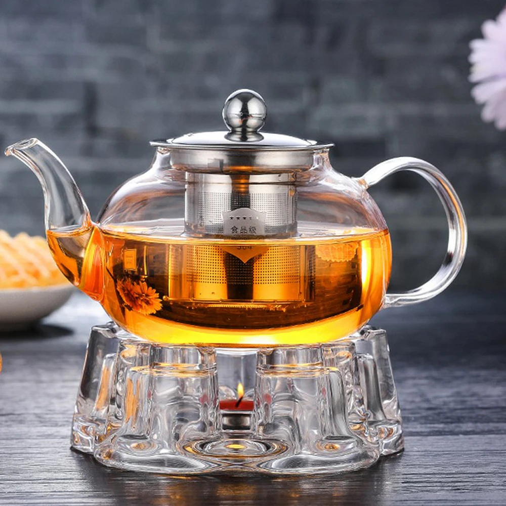 Borosilicate Glass Teapot with Tea Strainer Hand Blowing Loose Leaf Tea  Clear Tea Kettle Tea Pot Stovetop 800ml 