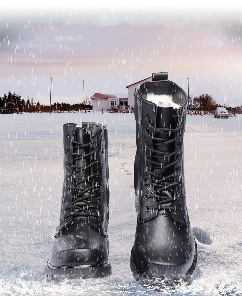 Теплая шерсть зимние армейские ботинки для Для мужчин стальной носок военный кожаные сапоги Для мужчин s Рабочая безопасная обувь армейские Bot пехоты Армейские ботинки