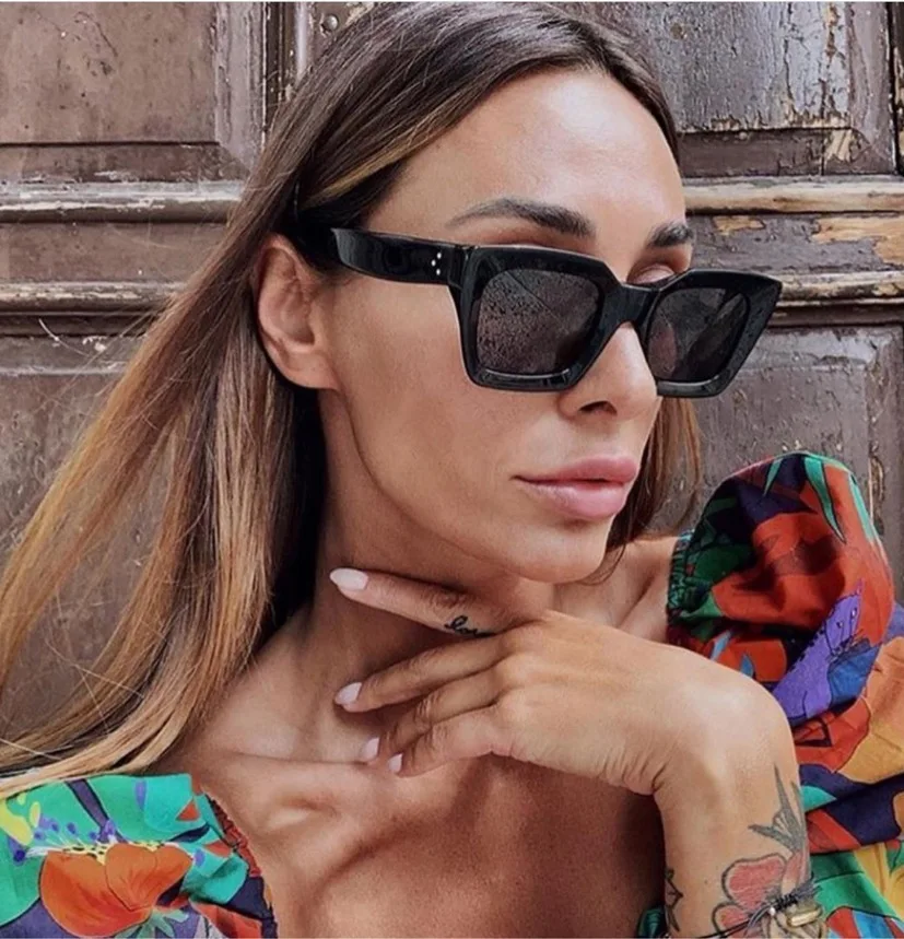 Square Sunglasses Women Retro Gradient Clear Lens Glasses_voghion.com