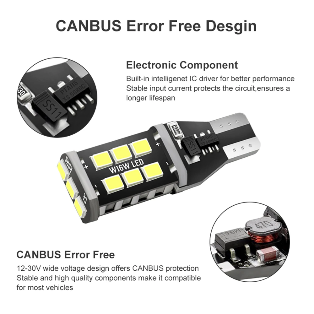2 шт. 921 912 T15 W16W 2835 15-SMD Canbus безошибочный супер яркий светильник поворотного сигнала обратный резервный парковочный светодиодный светильник Z4