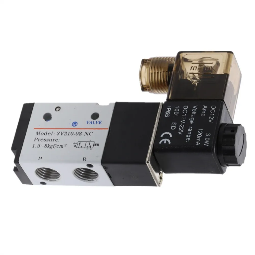 Válvula Solenoide 3V210-08 24VDC PT1/4 Neumática 3/2 Vías Válvula Solenoide Neumática 3V210-08 - 24VDC, 3/2 Vías, PT1/4 - Para Uso Industrial O De Bricolaje Válvula Neumática 3V210-08