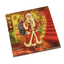 20 листов/мешок 33 см салфетки с темой Рождества бумага Санта Клаус печати фестиваль салфетки Карманный платок для дома Рождество украшение стола