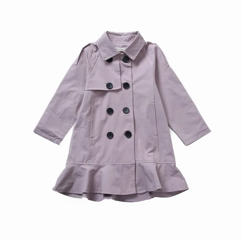Winter Fashion Girls Trench Coat Yellow Pink For Baby Girl Cotton Windbreaker Kids Outerwear Casual Wear Clothes 4 To 12T - Цвет: Розовый