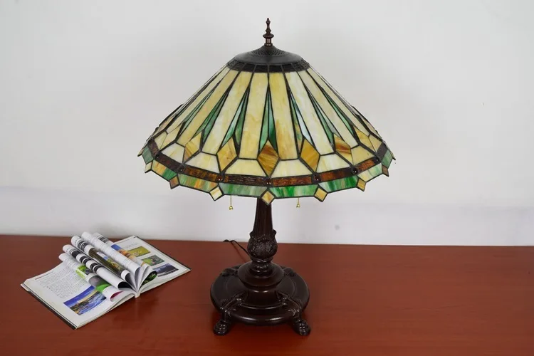 Витражная настольная лампа Tiffany для гостиной, столовой, спальни, большая настольная лампа в европейском стиле, цветная стеклянная лампа