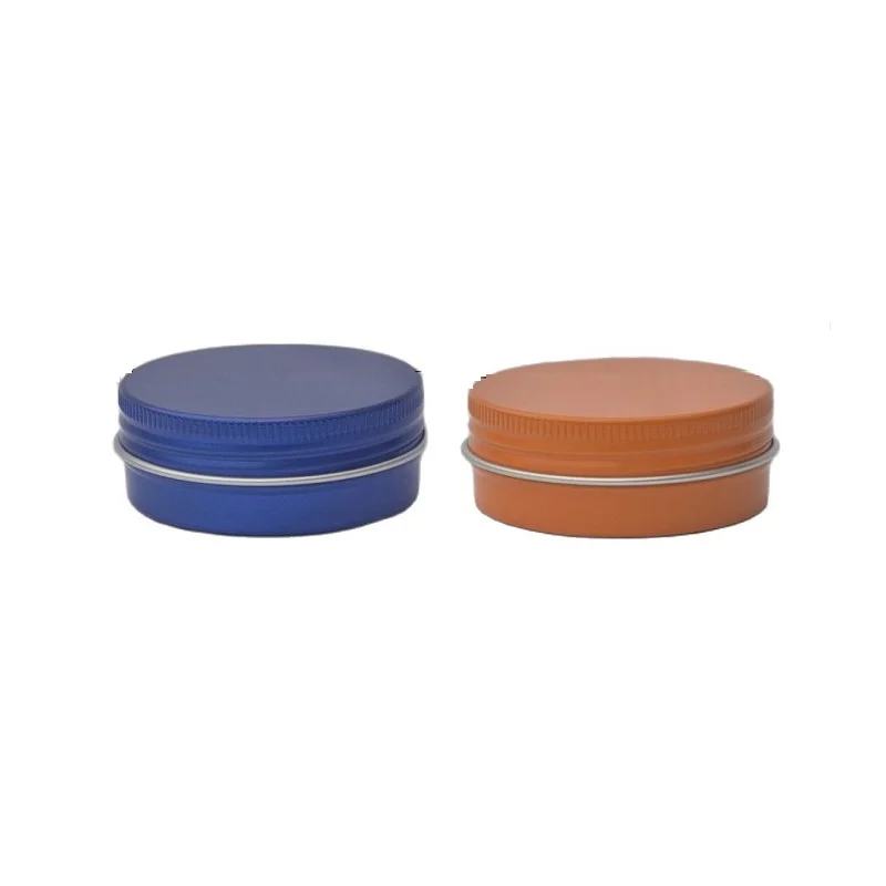 

30ml Aluminium Cream Containers Elegant Blue Orange Tin Metal Pots Empty Round Cosmetic Refillable Packaging Boxes Jars 30pcs