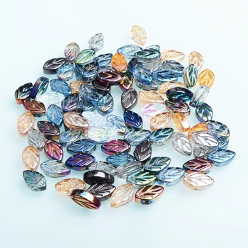 

New Arrival Small Leaf Shape Beads 7x11mm Glass Crystal Beads for DIY Making 50PCS