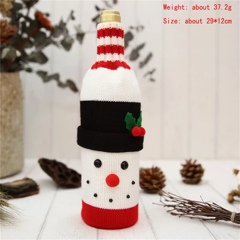 Рождество Санта Клаус вязаная крышка для бутылки с красным вином для бара Рождество Снеговик для бутылки мешок украшения Декор для обеденного стола 29x12 см