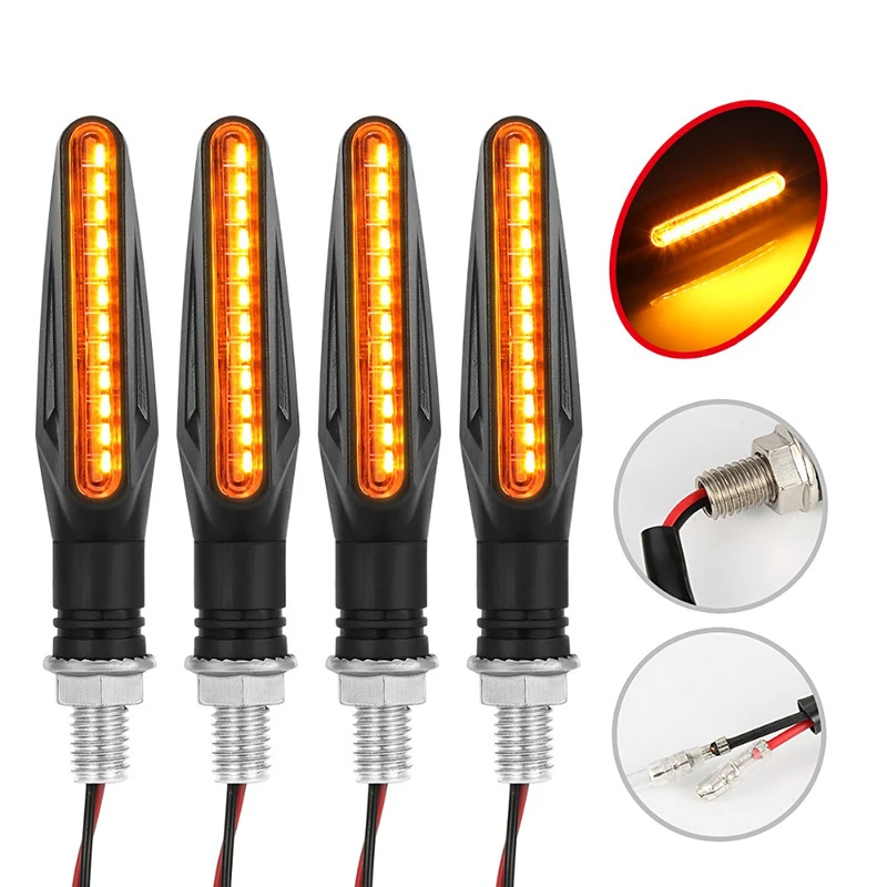 Universal Motorcycle Turn Signal Light 12V Led Moto Flowing Water Blinker Bendable Motorcycle Flashing Lights Signal Lamp