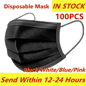 

Black 3-layer Mask 100pcs Face Mouth Masks Melt Blown Cloth Disposable Anti-Dust Masks Earloops Masks In Stock Face Mouth Masks
