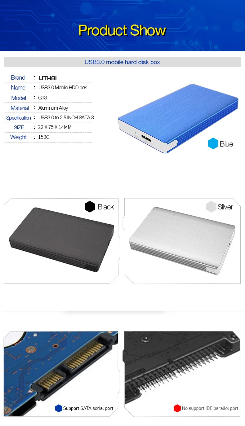 UTHAI G13 USB3.0 2,5 дюймовый мобильный корпус для жесткого диска чехол для жесткого диска портативный жесткий диск для жесткого диска SATA3 алюминиевый сплав