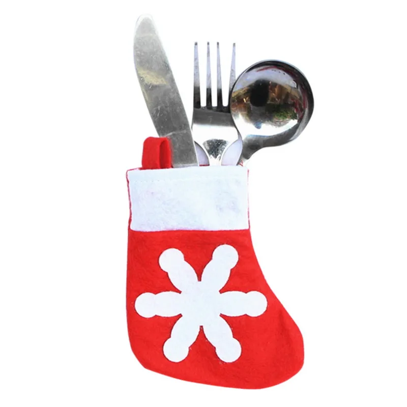 5 шт. милый держатель сумки ложка нож вилка крышка Санта Клаус снеговик лося стиль посуда мешок Рождество Новогоднее украшение посуда
