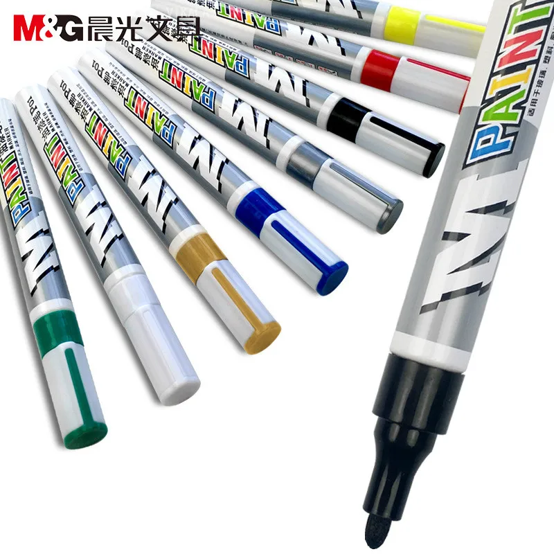 Waterproof Color Markers Pneumatic Markers Rubber Fabric Metal Paint Permanent Face Paint Marker Pen 1pcs White CD Round Toe Oil