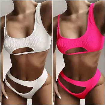 

2020 venus vacation Women's split swimwear mesh cutout sexy bikini sexy women bathing suit push up beachwear