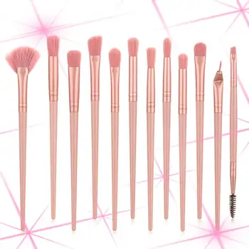 

12pcs Makeup Brush Eye Shadow Brush Fan-shaped Brush Lip Brushes Eyebrow Brush Makeup Tools Glitter Girl Pink Makeup Brush Set