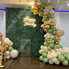 

Cream Peach Happy Birthday Party Wedding Backdrop Free Shipping Latex Sand White Golden Balloon Arch Baby Shower Decor Kits