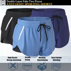 Женские впитывающие и быстросохнущие шорты, двухслойные (поддельные 2 шт.) легкие шорты для бега, спортивная форма, горячие шорты