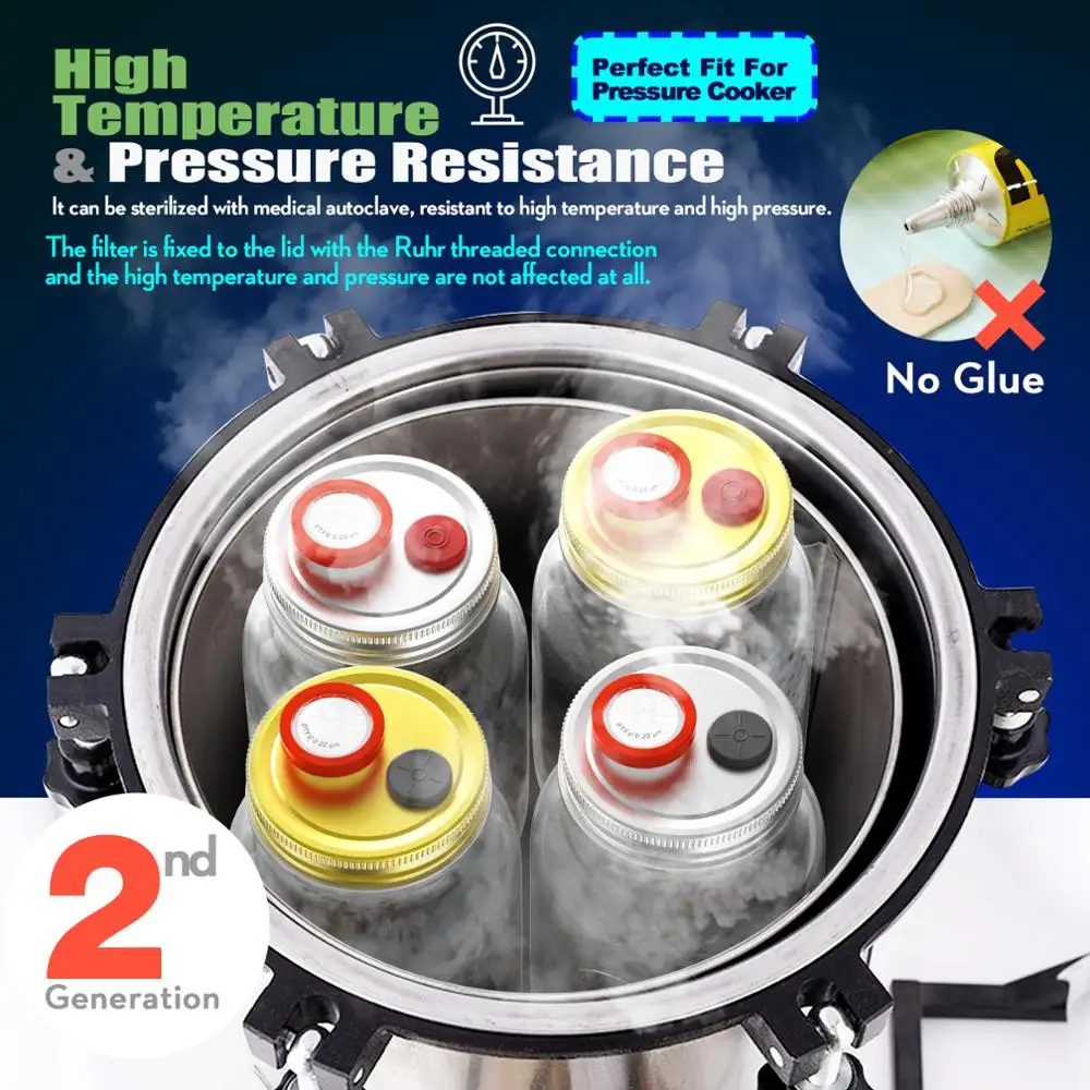 Liquid Culture Lids-Autoclavable 70mm Regular Mouth Jar Lids with Heavy Duty Injection Port for Mushroom Cultivation mushroom cultivation lids 6pcs