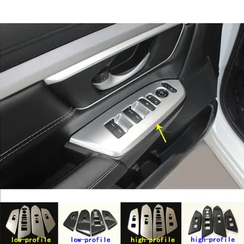 

Car Door Window Glass Inner Panel Armrest Lift Switch Button Trim Frame Panel Part 4pcs For Honda CRV CR-V 2017 2018 2019 2020