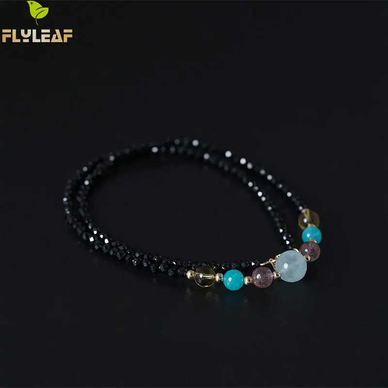 

Flyleaf 100% 925 Sterling Silver Double Layer Natural Jade Beaded Bracelet For Women Original Handmade Vintage Jewelry