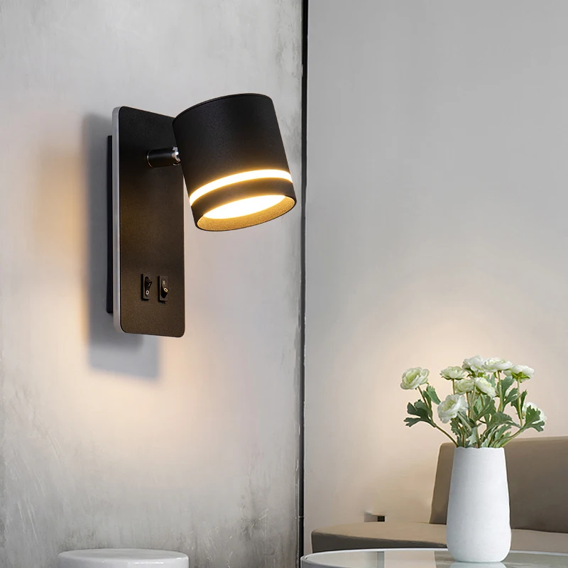 18W LED Wall Mount Sleep Light Fixture Rotatable Spotlight DualSwitch Lamp Plug
