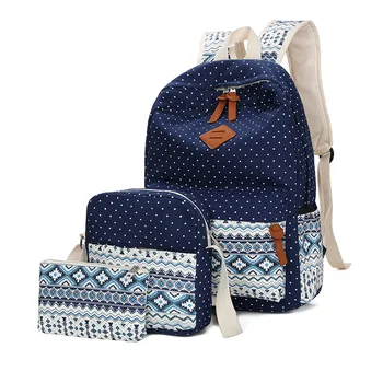 

The New Canvas Shoulder Bag Women's Fashion Middle School Students Bag Three-Piece Suit