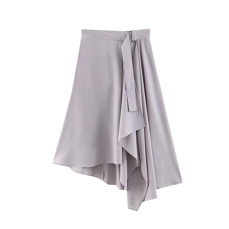 

Irregular Skirt Women's Mid-length Summer Foreign Trade Original Garment New Style Fairy A- line Skirt High-waisted Slit Safety