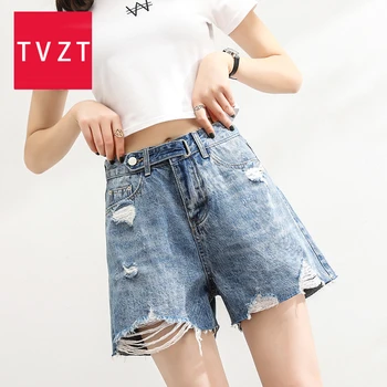 

TVZT New 2020 Summer High Waist Denim Shorts Women Casual Loose Ladies Slim Summer Jeans Shorts Feminino Chic Hot Ladies Bottom