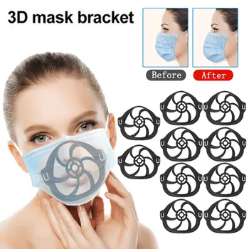 

Mascarilla 10pc Black Washable Reusable Face Masks Bracket Mouth Separate Inner Stand Holder Breathing Space Mouth Caps Washable