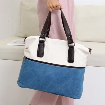 

Canvas Shopper Bag Women Large Casual Tote Bags for Women 2020 Contrasting Shoulder Bag Luxury Handbags Women's Bag 2020 Trend