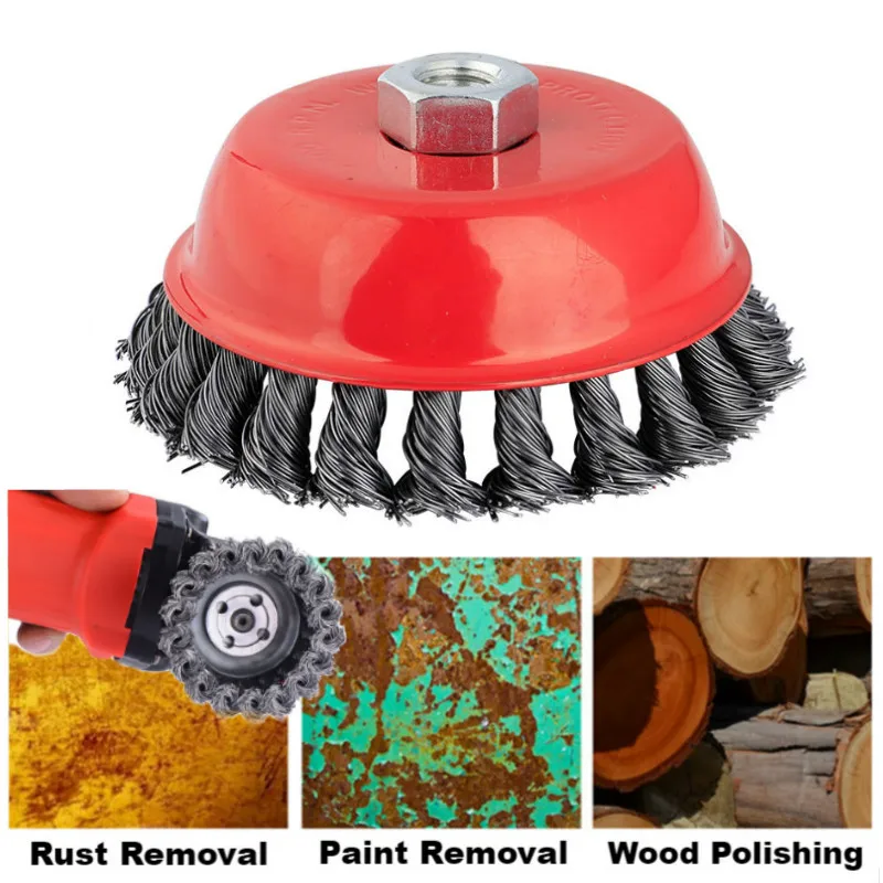 BoloLi Rust Remover Wire Wheel Cup Brush for Angle Grinder Garden Cutting Machine Accessories,Black 115MM