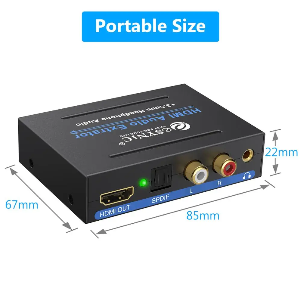 eSYNiC 1080P HDMI to HDMI Optical TOSLINK SPDIF Analog RCA L R 3 5mm Headphone HDMI Audio Extractor Converter Audio Splitter