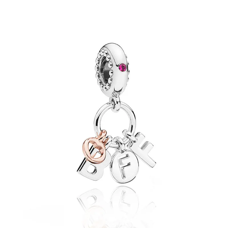 Fit Pandora браслет серебро 925 CZ Сердце Ключ Подвески для лучших друзей S925 DIY Звездная книга буквы бусины для изготовления ювелирных изделий